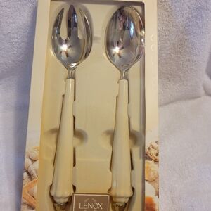 Lenox Silver and Cream Salad Serving Utensil Set